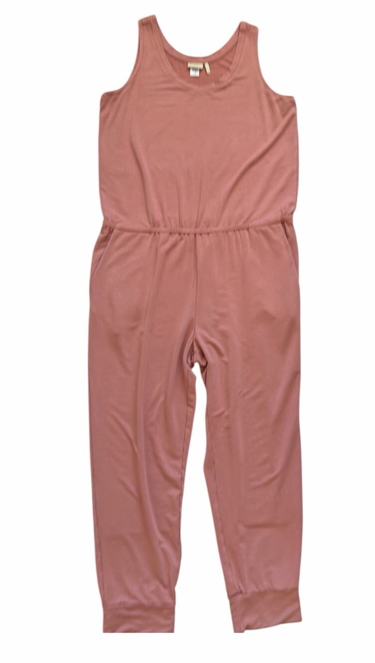 LOGO Lounge Lori Goldstein Jumpsuit Womens Large Pink Joggers Stretch Pockets